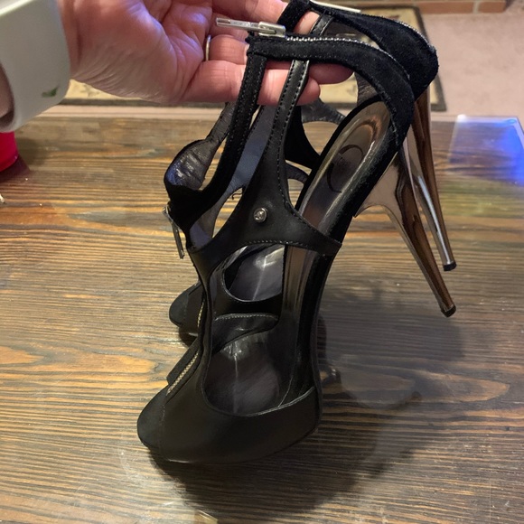 Sz 39 Roberto Cavalli Zipper detail Black Heels - Picture 7 of 15
